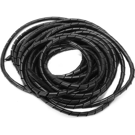 Câble Spiralé Noir 8mm - 10m pour Rangement et Protection de Câbles Électriques