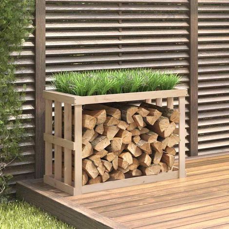 Porte-bûches d’extérieur -Portant de bois de chauffage-Meuble pour range bûches 108x52x74 cm Bois massif de pin 385881 (1/5)