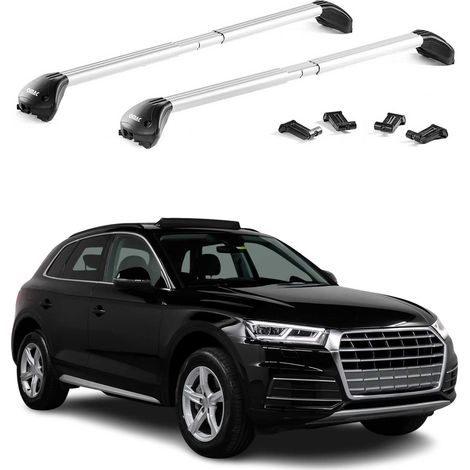 OMAC Barres de toit transversales certifiées TÜV pour Audi Q5 FYT Sportback 2021-2025 – Verrouillables (4 antivols) – Charge max 100 kg – Fixation durable Argent (1/4)