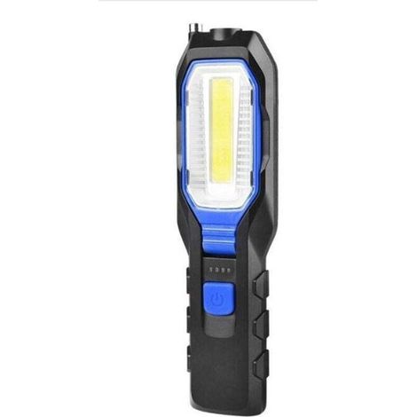 Baladeuse LED Rechargeable, Lampe de Travail Portable LED Lampe Aimantée 1800mAh Batterie , Crochet et câble de Chargement -bleu(sans batterie) (1/3)
