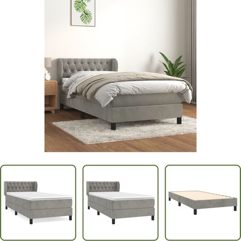 Samtbett - Boxspringbett mit Matratze Hellgrau 90x200 cm Samt (1/5)