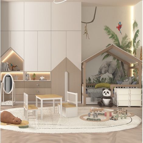 MEUBLIV Kinder-Aufbewahrungsmöbel 75 x 37 x 56,5 cm Creme – 6 Schubladen (1/5)