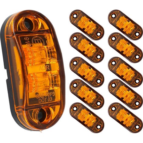 Lot de 10 feux de signalisation latéraux à LED ovales ambrés, feux de garde-boue étanches, clignotants avant et arrière 12 V-30 V (1/5)