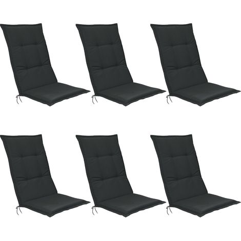 6er Set Hochlehner Set Base HL Sitzkissen, 120x50x6cm Graphitgrau