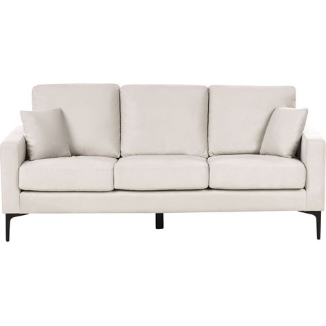 Sofá 3 plazas de tela asiento respaldo acolchado patas cojines moderno beige claro Gavle
