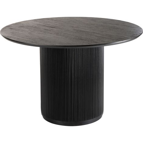Table à manger ronde en bois massif VINCENT Ø120cm-Noir (1/5)