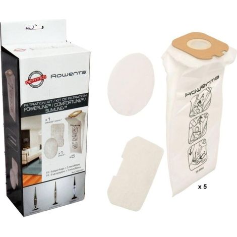 5 SACCHETTI   FILTRI ASPIRAPOLVERE ROWENTA SLIMLINE POWERLINE ORIGINALI