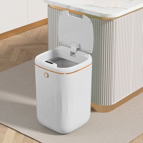 Automatischer 20-Liter-Abfalleimer mit Anti-Berührungssensor, wasserdichtes PP-Material, weiß-goldene Ausführung, für Küche und Bad, Set 1 (1/5)