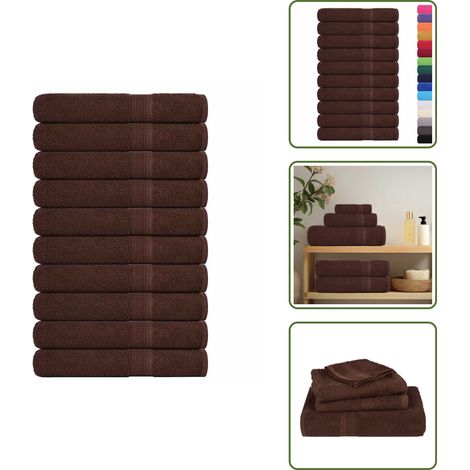 Serviettes 10 pcs marron 100x200 cm 360 g/m² 100% coton - Serviette - Serviettes - Serviette De Plage - Serviette De Bain (1/5)