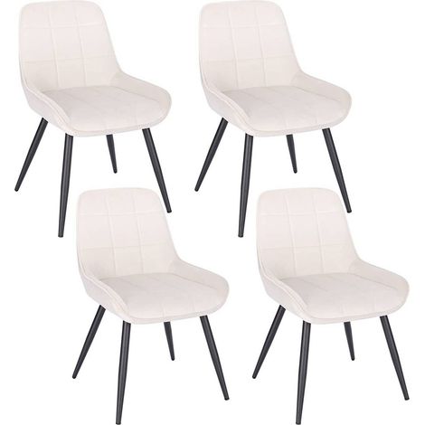 WOLTU Esszimmerstühle 4er Set, Polsterstuhl Samt, Küchenstuhl gepolstert, Akzentstuhl für Wohnzimmer Schlafzimmer Küche, ergonomischer Stuhl mit Rückenlehne, Cremeweiß (1/5)