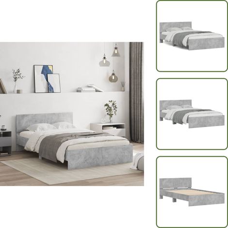 The Living Store Cadre de lit sans matelas gris béton 120x200 cm - Cadre De Lit - Lit Double - Lit Gris - Lit Design - Literie (1/5)
