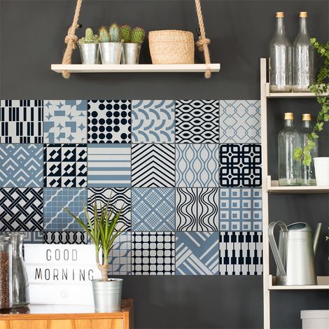 Sticker Mural Carrelage adhésif Cuisine Salle de Bain - 24 STICKERS CARRELAGES SCANDINAVE KIEV - 24stickers10x10cm (1/5)