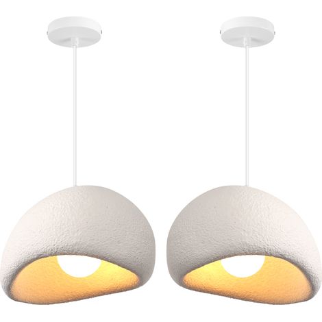 2X 30CM Modern Pendant Lights Personalized Chandelier Indoor Ceiling Light E27 Retro Pendant Light White (1/5)