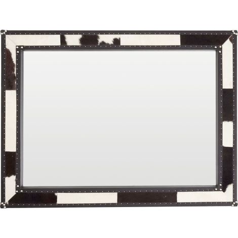 Premier Housewares Black And White Genuine Cowhide Wall Mirror (1/5)