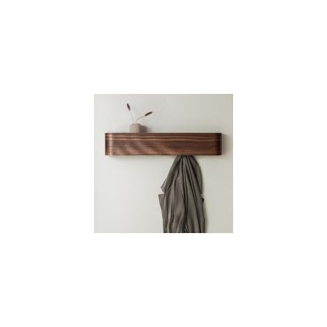 Étagère murale avec crochets dissimulés, bois, noyer