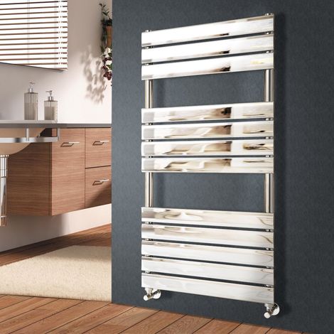 Flat Panel Heated Towel Rail Bathroom Rad Radiator Chrome 1200x600mm