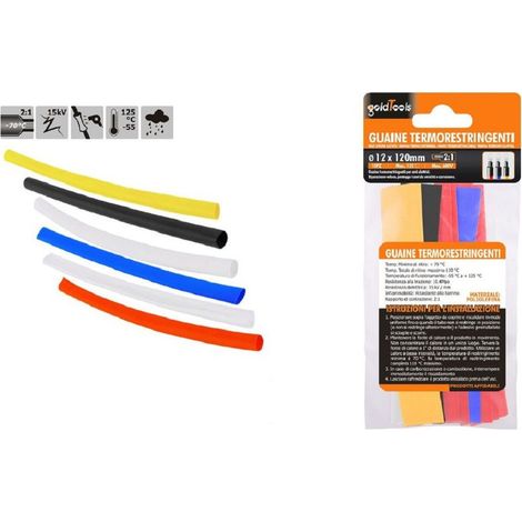 Kaela - Set 10 Pz Guaine Termorestringenti Termoretrattili Colorate 12x120 Mm Cavi 57096 - (1/2)