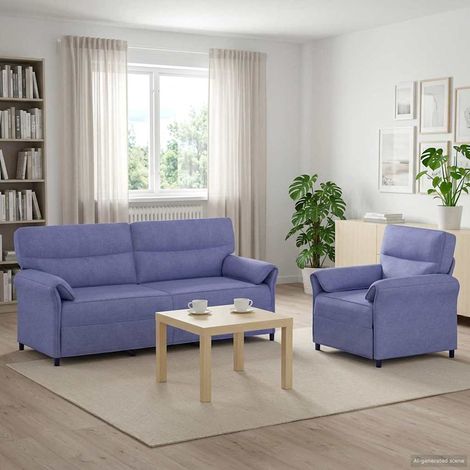 vidaXL Juego de Sofá 2 uds. Azul jeans Tela (1/5)