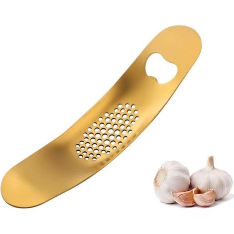 Spremiaglio tritatutto in acciaio inox, accessorio da cucina con manico, facile da usare e da pulire, lavabile in lavastoviglie, per frutta secca e semi (oro) (1/2)