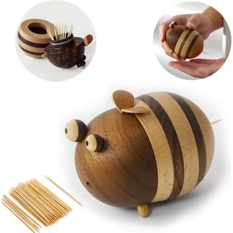 Kreativer Zahnstocherhalter aus Holz, bienenförmig, Geschenkidee für Zuhause, Zahnstocher (1/5)