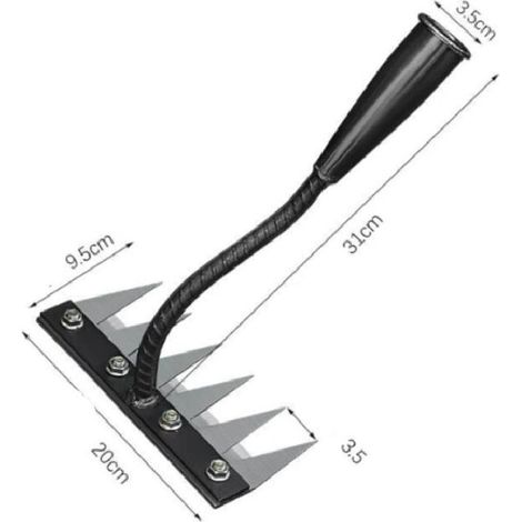 Rastrello da diserbo a 5/6/7/8 denti, attrezzo da diserbo con manico, robusto rastrello da giardino in metallo, rastrello per diserbare, smuovere il terreno e seminare (6 denti) (1/4)