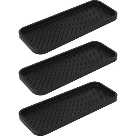 3 bandejas negras de silicona para esponjas, con drenaje antideslizante, para jabón/baño. (1/4)