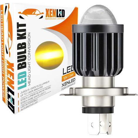 Ampoule Bi-LED H4 Jaune 4D-LENS ALTERNÉE - 9-32Vdc - 2500K - 4000lms - XENLED (1/5)
