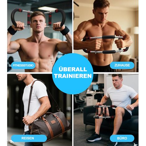 Twist-Stange Armtrainer 30-50kg/70-110lb réglable, appareil de musculation portable pour pectoraux avec 3 niveaux de résistance, équipement fitness haut du corps à domicile/bureau/voyage (1/5)
