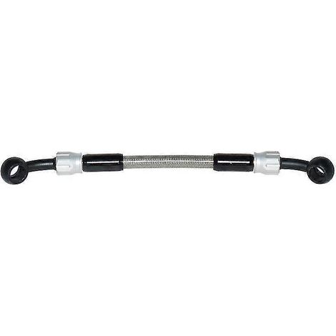 Durite de frein universelle 18 cm pour moto, renforcée hydrauliquement en acier inoxydable tressé, compatible quad, dirt bike, pit bike. Disponible en 4 couleurs : argent. (1/5)