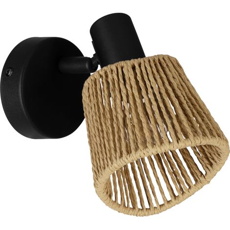 Spot Rustico Country Keelby Acciaio Nero Legno Effetto Legno 1 Luce E14 Ip20 (1/2)