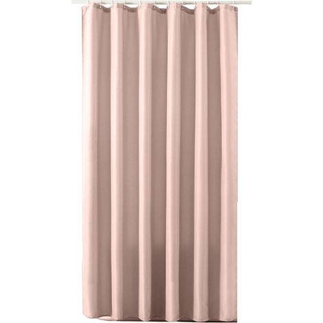 Rideau de douche en lin, imperméable et résistant, avec ourlet lesté pour baignoire et douche, œillets antirouille, rose infroissable (1/5)