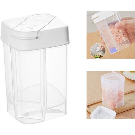 1 Pot Distributeur D'assaisonnement, Couvercle Double Ouverture, Plastique Alimentaire, Pour Sel Gros Grains, Cuisine (1/4)