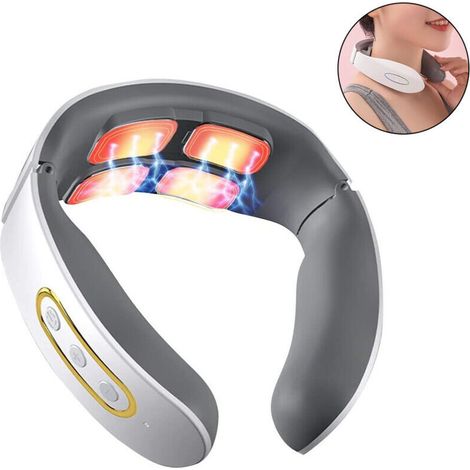 Masseur cervical chauffant mains libres - 6 modes 9 niveaux - Simulation massage main - Soulagement des douleurs - Avec sac offert