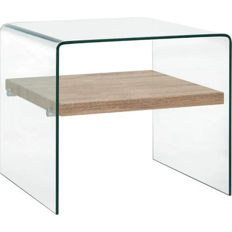 Table basse carrée verre transparent et chêne clairTable basse rectangulaire verre transparent et chêne clair Allissa (1/5)