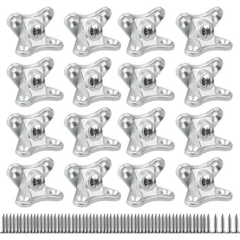 Équerre d'assemblage Amovible 16 Pièces Connecteur de l'étrier papillon,Équerre de Coin pour bois, placage(avec 64 vis) Argent (1/5)