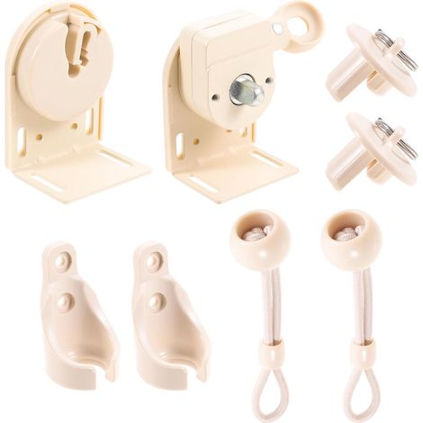 Beige Plastic and Iron Windproof Curtain Accessories, 8-Piece Set of Elastic End Caps, Adjustable Brackets for Outdoor Curtains (1/5)