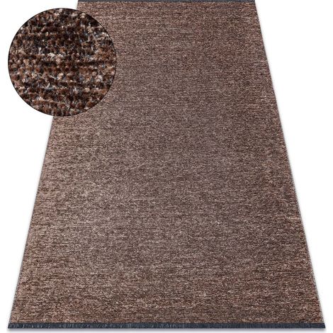 Tappeto FLORENCE 24021 Monocolore, glamour, tessitura piatta, frange - marrone brown 155x220 cm