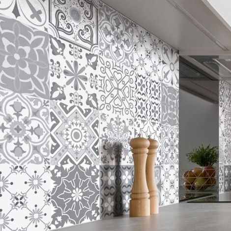 24 Bögen mit 20x20cm großen Wandaufklebern im europäischen Stil, geeignet für Küche und Bad, graue Aufkleber in Zementoptik