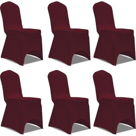 Housse/Revêtement pour chaise bordeaux extensible 6 pièces BGT79972 (1/5)