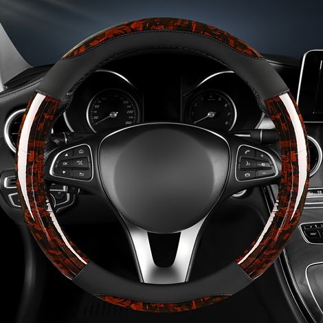 Nouvelle housse de volant de voiture en simili cuir motif carbone, Accessoire d'intérieur sport antidérapant universel, Protecteur confortable toute saison, Facile à installer (1/5)