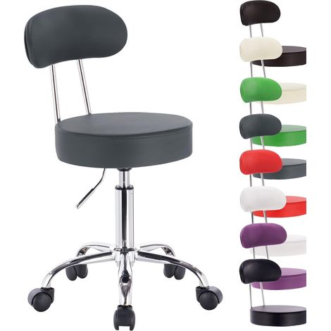WOLTU Taburete de Trabajo de 1 Pieza Giratorio Taburete de Silla giratoria Silla de Oficina con Respaldo de Altura Regulable en Gris