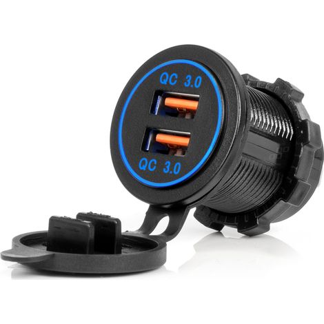 Cargador de coche impermeable con tomas USB 2xUSB QC3.0 12V 24V (1/5)