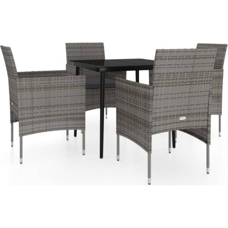 Maison Exclusive - 5-tlg. Garten-Essgruppe mit Kissen Grau und Sc