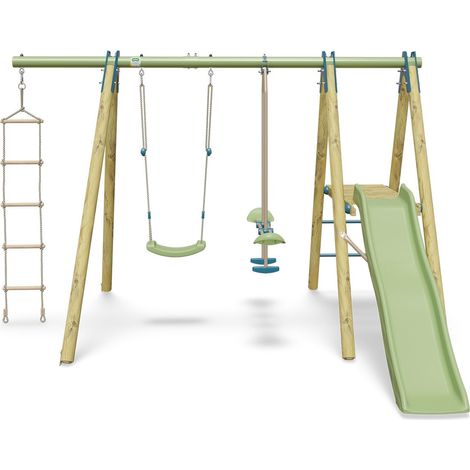 Balançoire en bois poutre métal 1,90 m, 5 enfants, Techwood OREKA 2