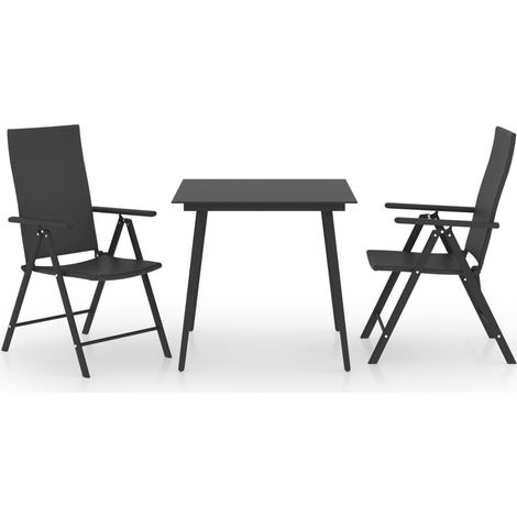 Maison Exclusive - 3-tlg. Garten-Essgruppe Schwarz