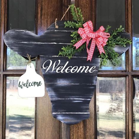 Support De Porte Tete De Vache - 30x29 Cm - Acrylique - Pour Porte D'Entrée Extérieure Ou Intérieure - 1 Pièce (1/5)