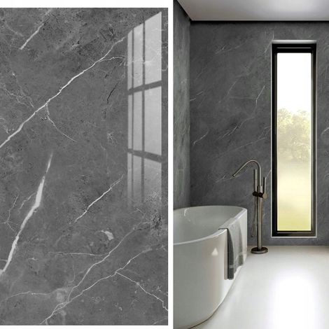 Pannello autoadesivo in laminato PVC effetto marmo lucido 80x40 cm, 12 pezzi (1/5)