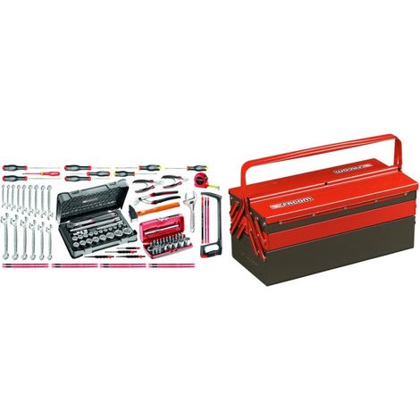Facom – Coffret de 96 outils pour maintenance industrielle – Boîte à outils métallique 5 cases – Pince multiprise 250 mm – Marteau hickory 32 mm