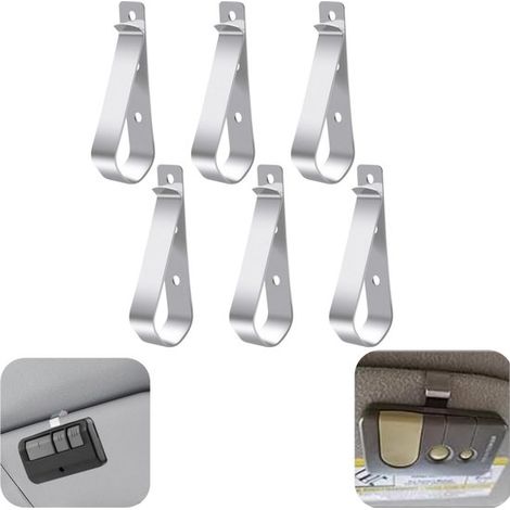 6 clips, clip para coche, clip metálico, no requiere taladrar, cierre a presión, apto para mando a distancia y coche (plateado, 5,4 x 1,3 cm) (1/5)