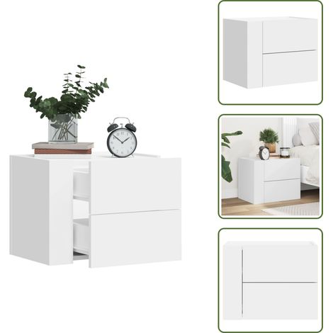 Table de chevet murale blanc 45x30x35 cm - Table De Chevet Murale - Meuble De Chambre - Armoire Suspendue - Rangement Mural - Table De Nuit Blanche (1/5)